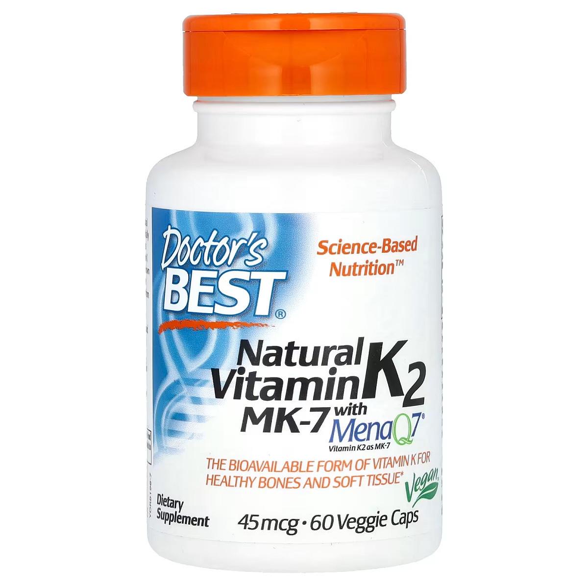 Вітамін K2 Doctor's Best MK-7 з MenaQ7 45 мкг Vitamin K2 MK-7 з MenaQ7 60 вег. капс. (82324)