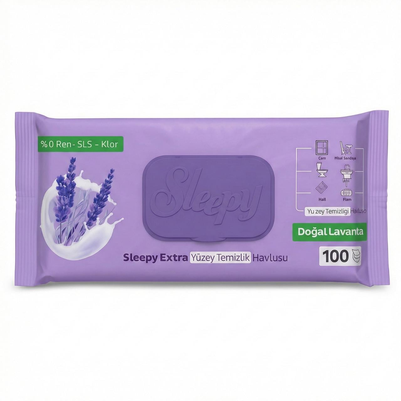 Влажные салфетки для уборки Sleepy Easy Clean Lavander без хлора и парабенов 100 шт. (000006579)