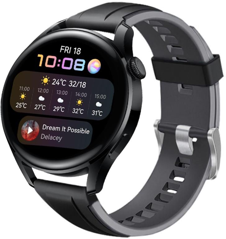 Ремешок Coholl для Huawei Watch 3 22 мм Black Grey (22560-53)