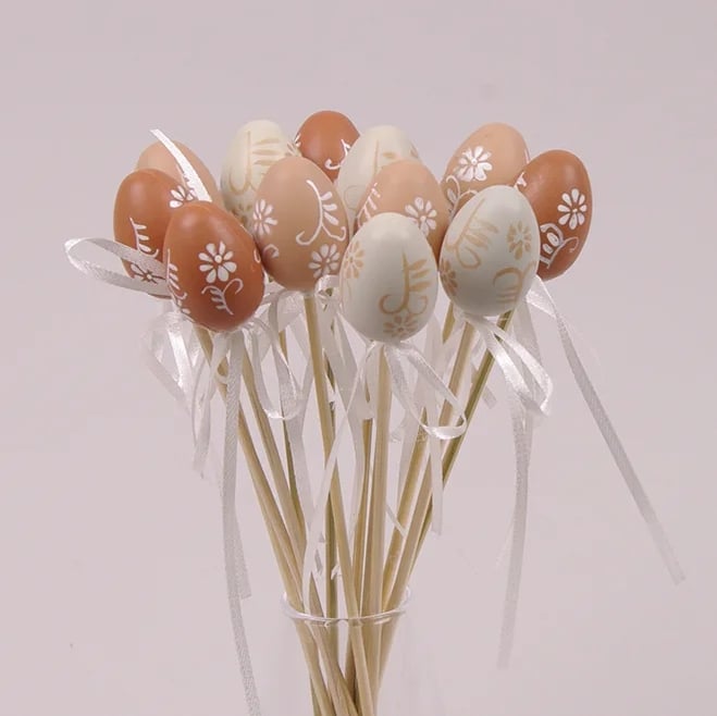Декорация пасхальная на пике Flora Писанка микс 12 шт. (44057)