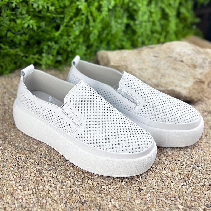 Лофери жіночі шкіряні Е-0010152-1 з імітацією перфорації р. 39 25 см Білий (25330851) - фото 3