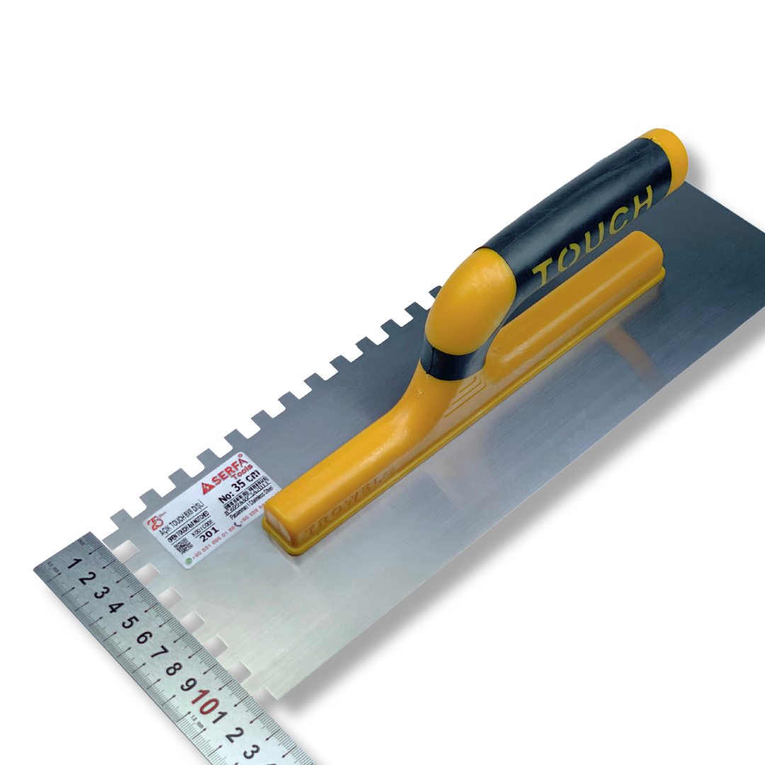 Гладилка зубчатая штукатурная Notched Trowel Open Handle 35 см зуб 8 мм Желтый (201) - фото 4