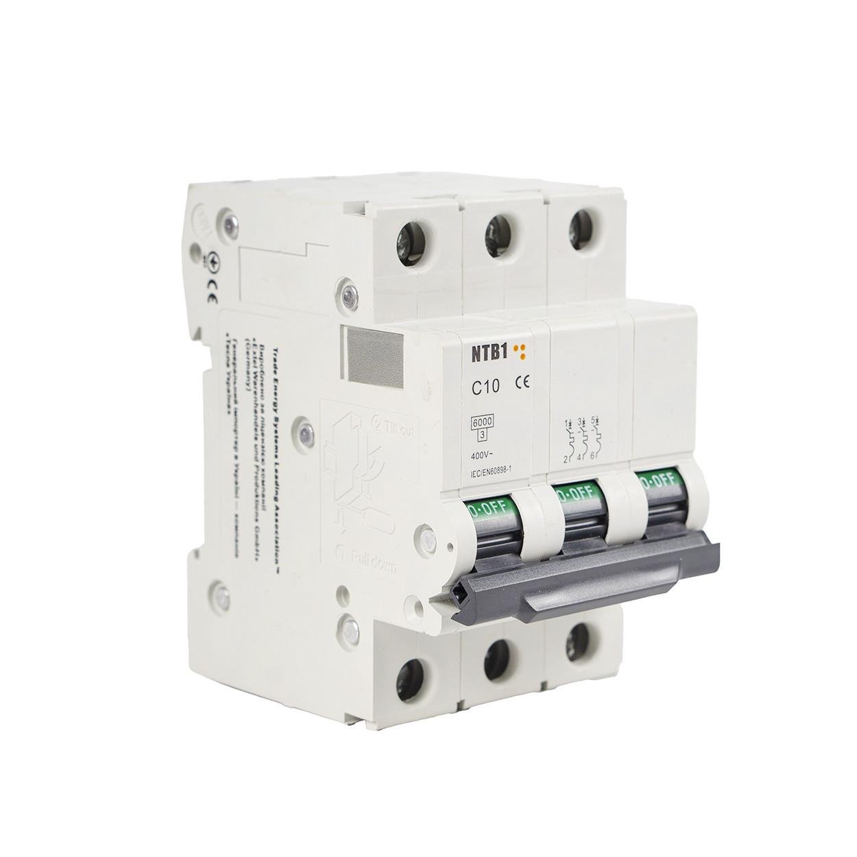 Автоматичний вимикач триполюсний TESLA NTB1 C10 (104) - фото 1 Автоматичний вимикач триполюсний TESLA NTB1 C10 (104) - фото 1