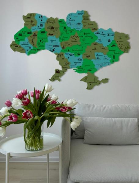 Картина-панно на стену в стиле лофт деревянное Decart Карта Украины лес 150х99 см