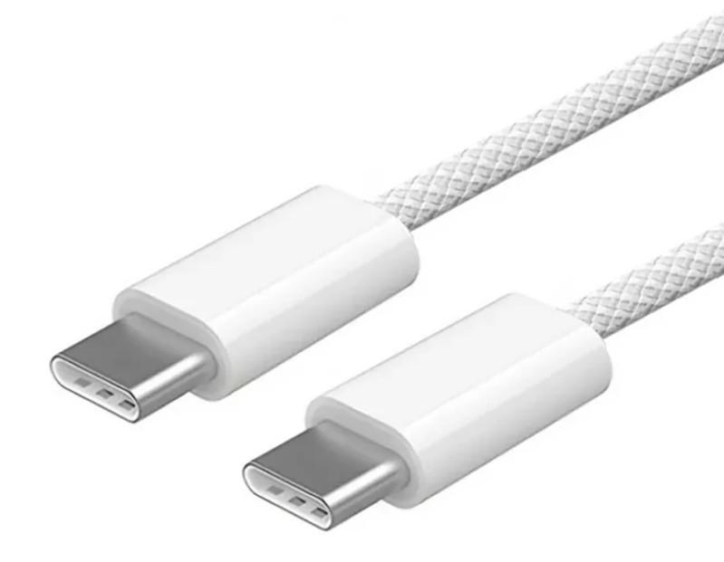 Кабель PD 60W USB-C на USB-C 1 м Woven White - фото 2