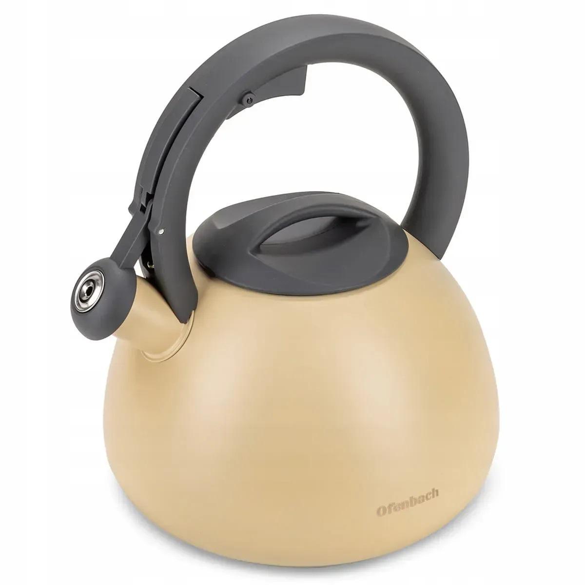 Чайник зі свистком та нейлоновою ручкою Ofenbach KM-100322 з нержавіючої сталі 2,7 л Бежевий (150-84-100322) - фото 6