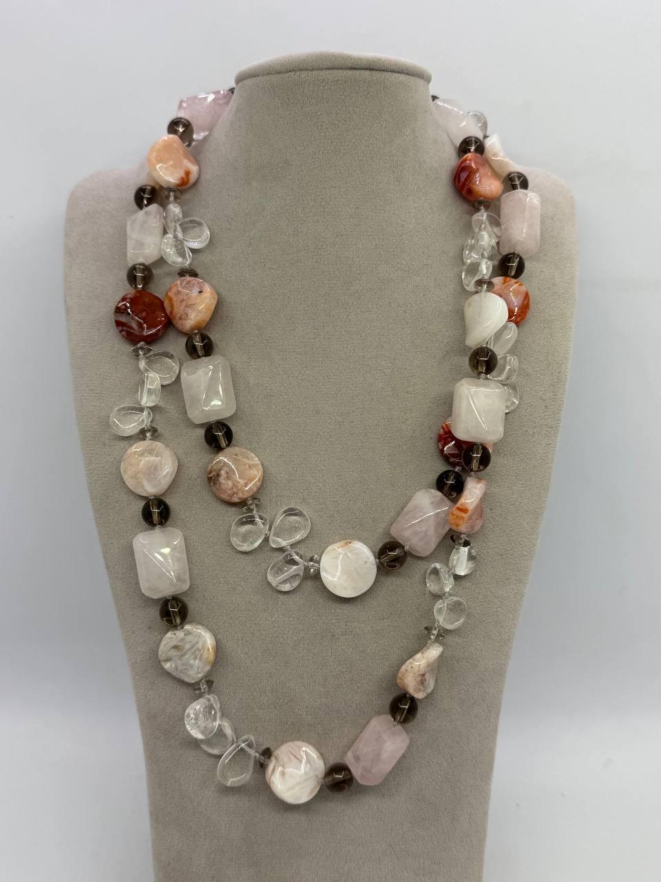 Намисто з кварцу та агату 100 см Комбінований (13041)