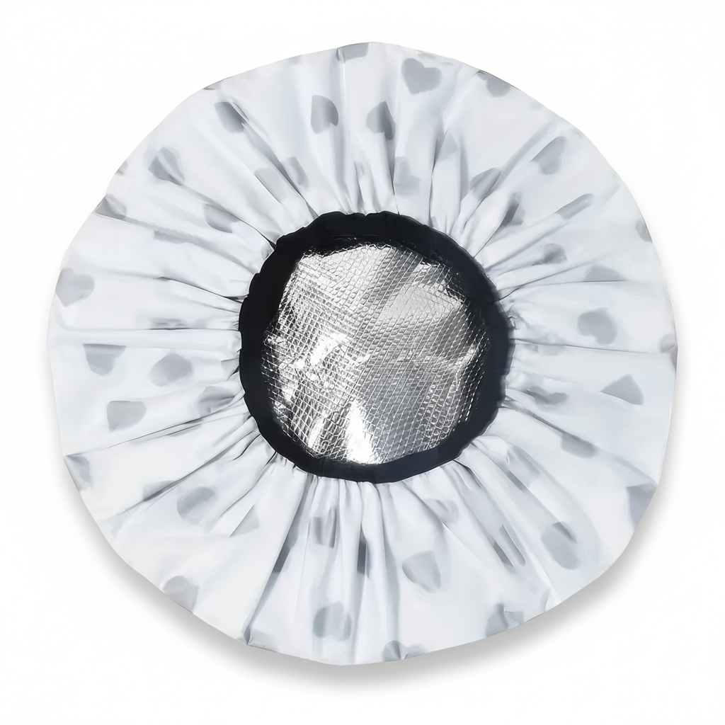 Термо-шапочка для догляду за волоссям Білий з сердечками (2749679849)