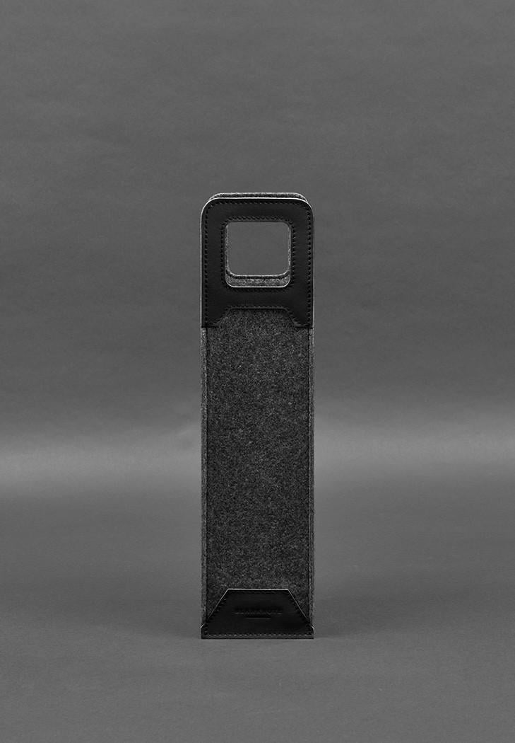 Чехол для вина 1.0 из фетра с кожаными вставками Краст Черный (A-027929) Чехол для вина 1.0 из фетра с кожаными вставками Краст Черный (A-027929)