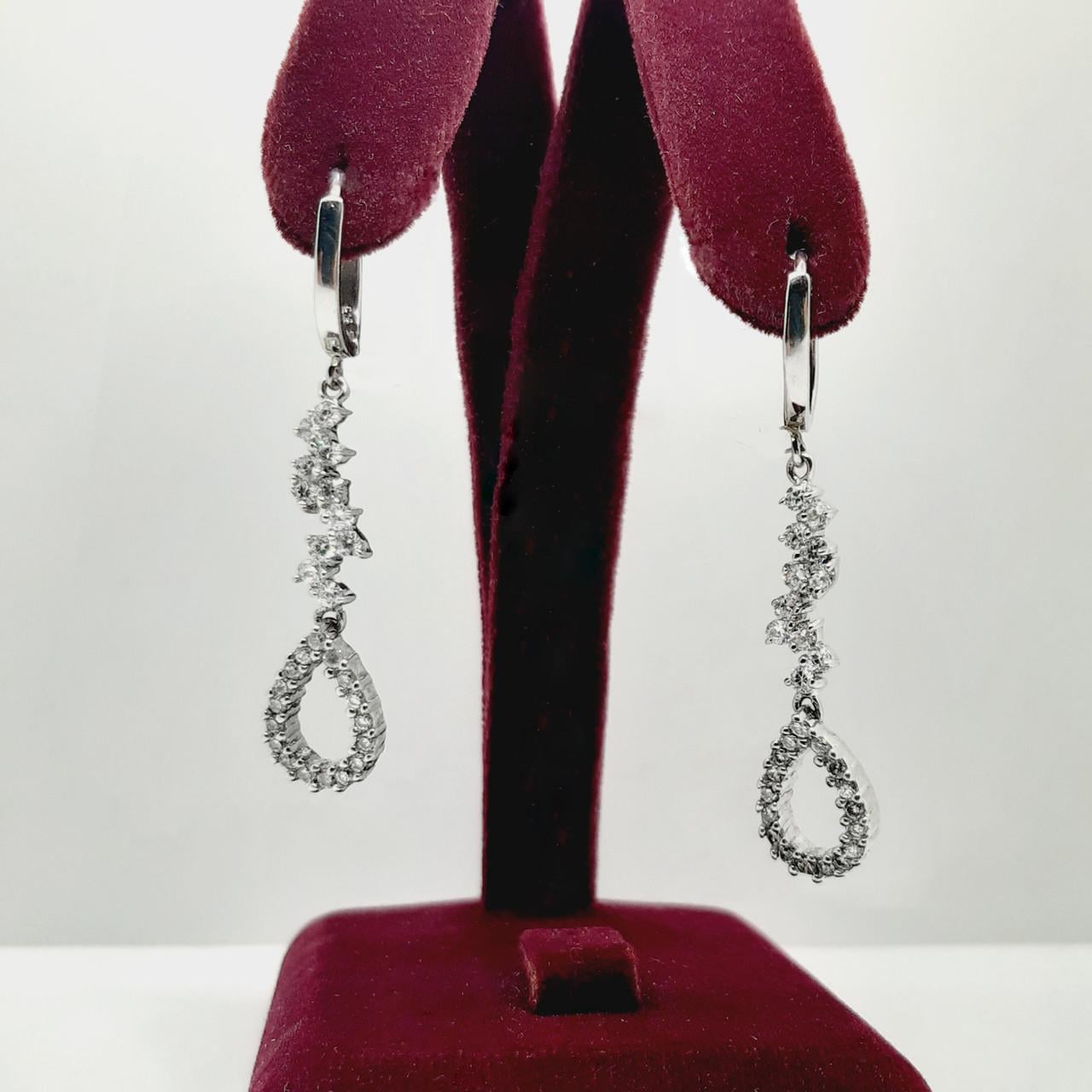 Серьги серебро висячие родий 925° 5,85 г (СТ-069)