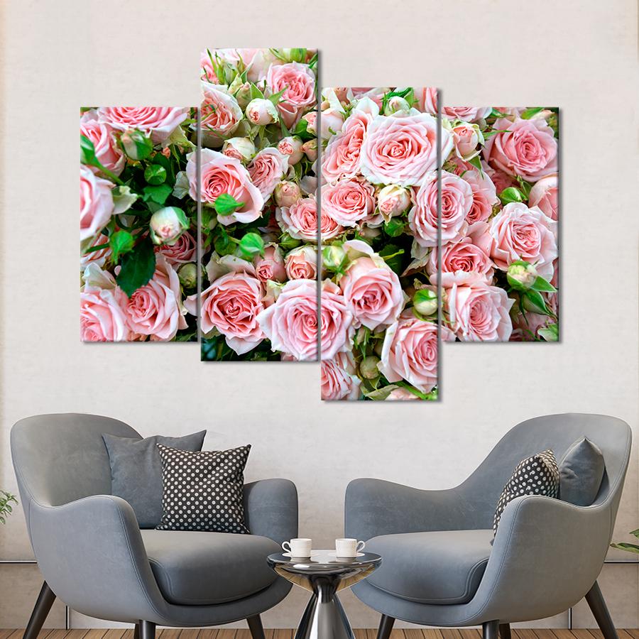 Картина цветы и растения Восхитительные розовые розы 129x90 см (A1049-4)