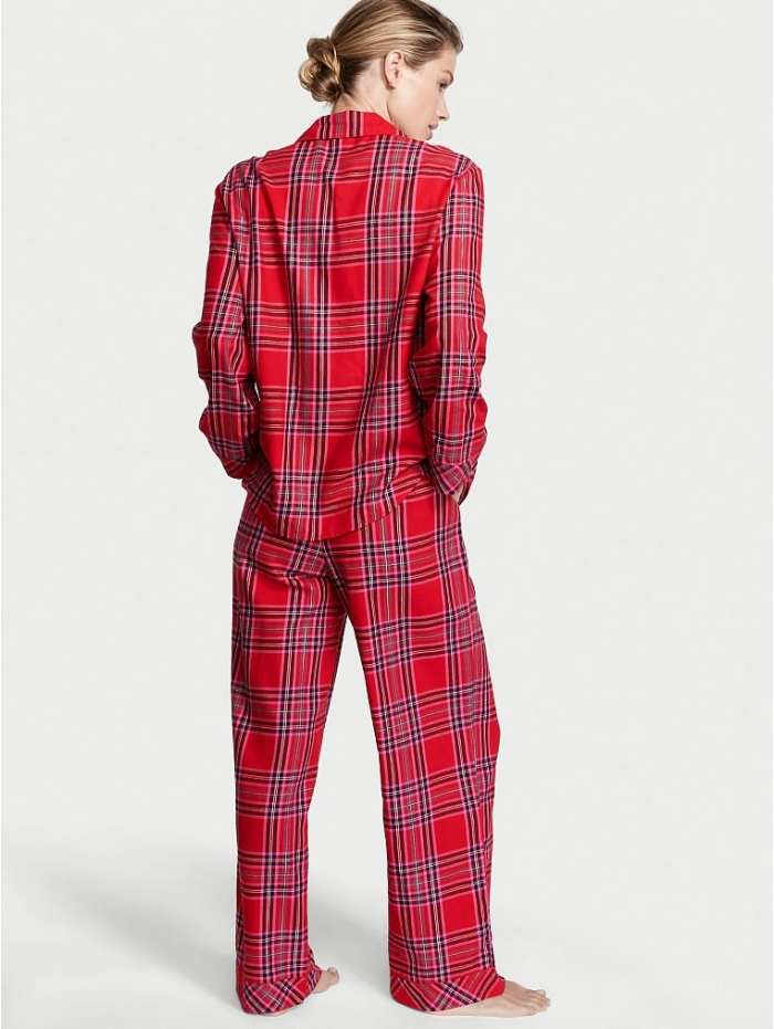 Піжама жіноча Victoria's Secret Flannel Long Pajama Set фланелева в клітинку L Червоний (15350977) - фото 2