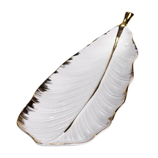 Блюдо для сервировки Yiwu фарфоровое 45х16,5х3 см Золотой (147-107- CJY-175)