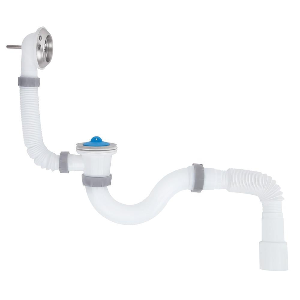 Сифон для ванны ITAL B1010 прямоточный с выпуском 1-1/2" переливом и гофротрубой 40х40/50 (21332745)