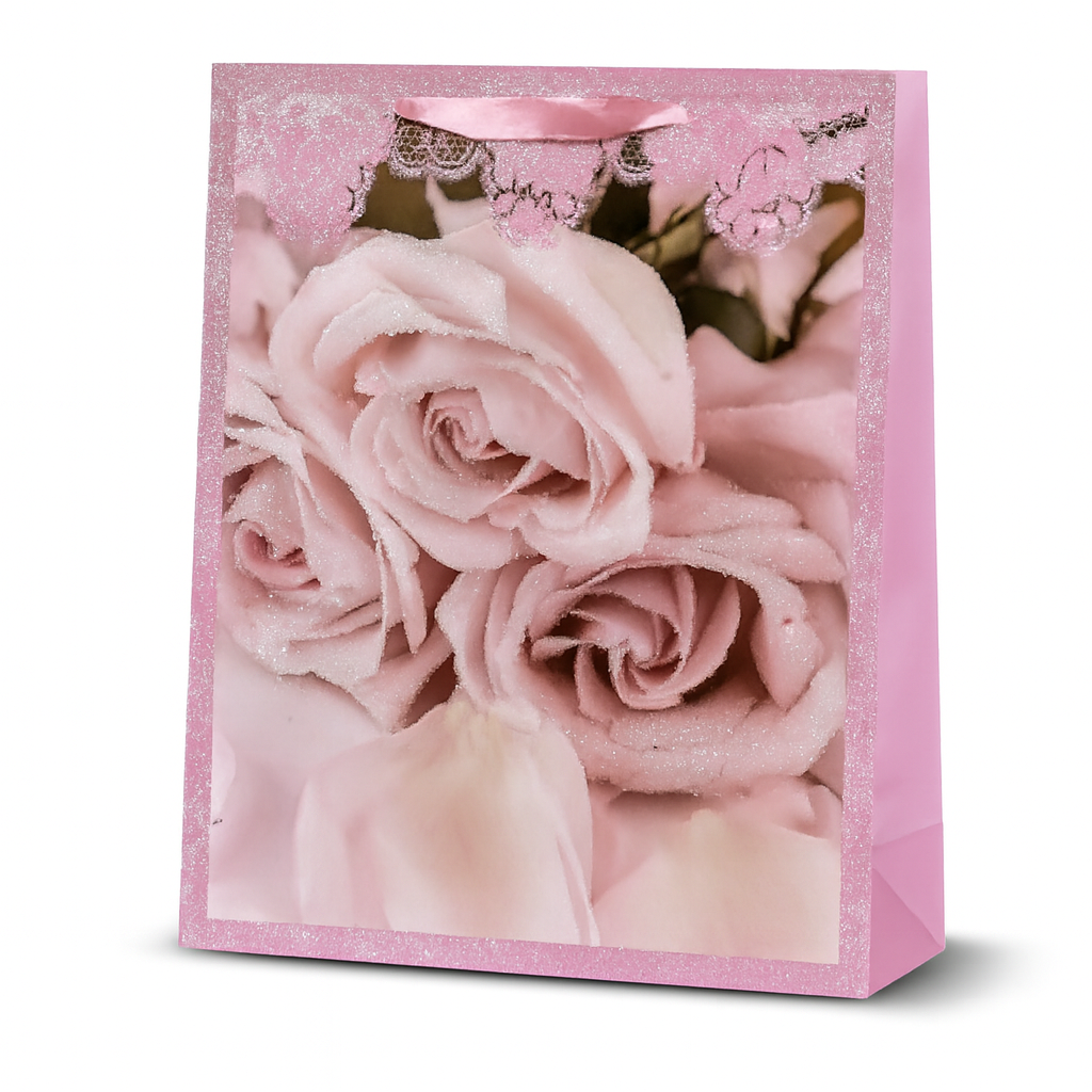 Подарунковий пакет Flowers R33073-S 18х23х10 см Лілово-рожевий (32709218)