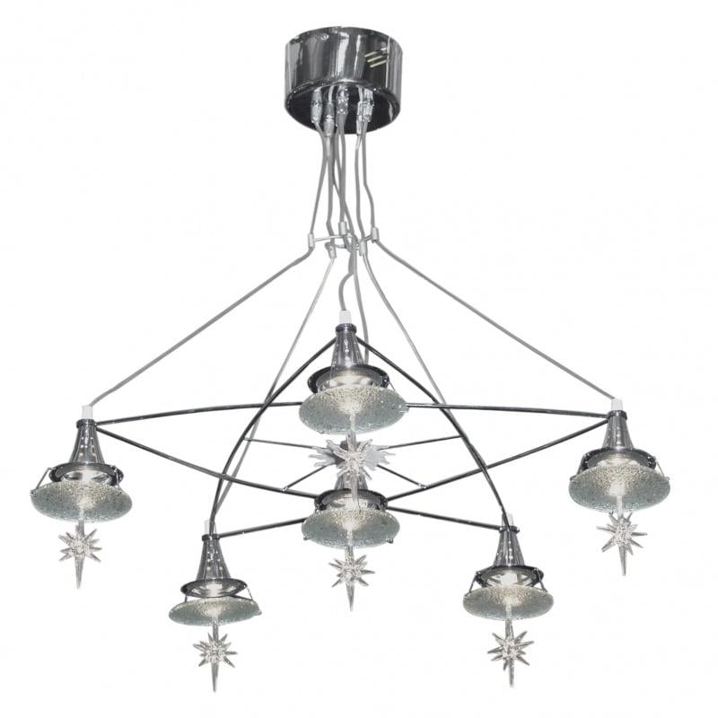 Люстра потолочная подвесная галогенная лофт Brille 1012/6A Ch 6L Dia Ice