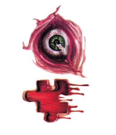 Тату временное Halloween Глаз 10х6 см Красный (R-10)