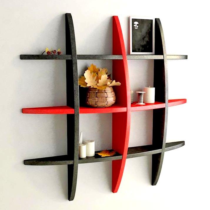 Полка книжная настенная из дерева Обладатель Венге/Коралл (КПГ-00171214)