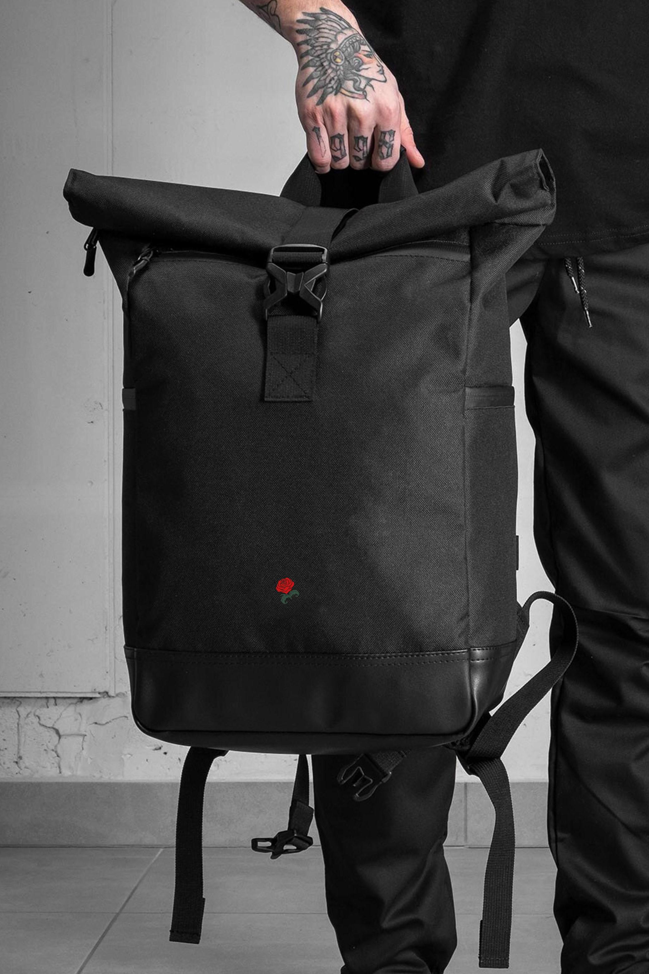 Рюкзак-роллтоп повседневный Without унисекс с принтом Rose Black (8055142)