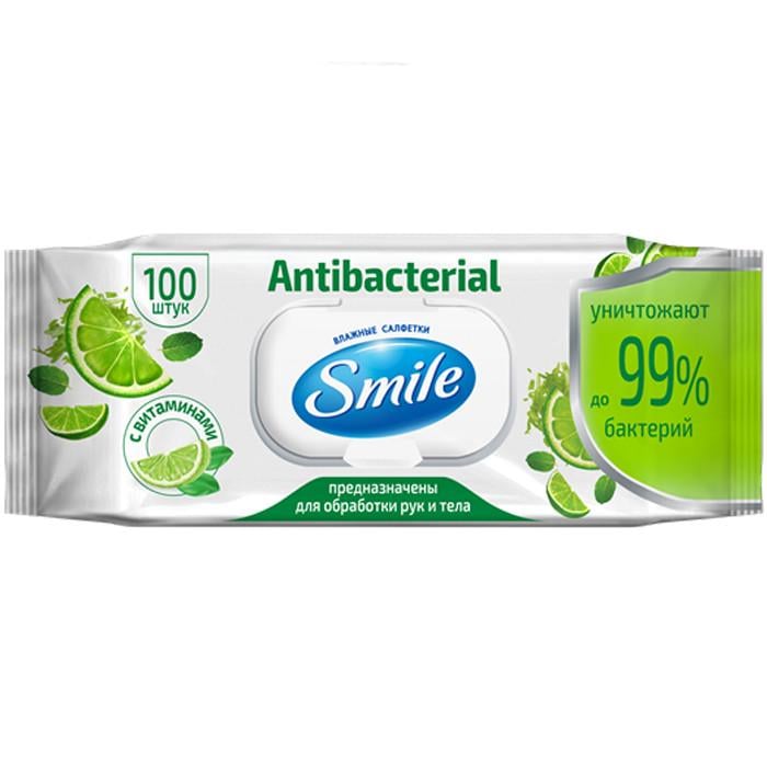Влажные салфетки Smile Antibacterial с лаймом 100 шт. (1562036532) Влажные салфетки Smile Antibacterial с лаймом 100 шт. (1562036532)