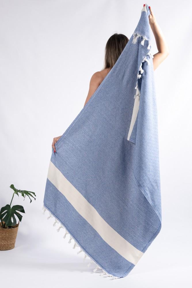 Полотенце Peshtemal Elmas 100х180 см Темно-Синий/Кремовый