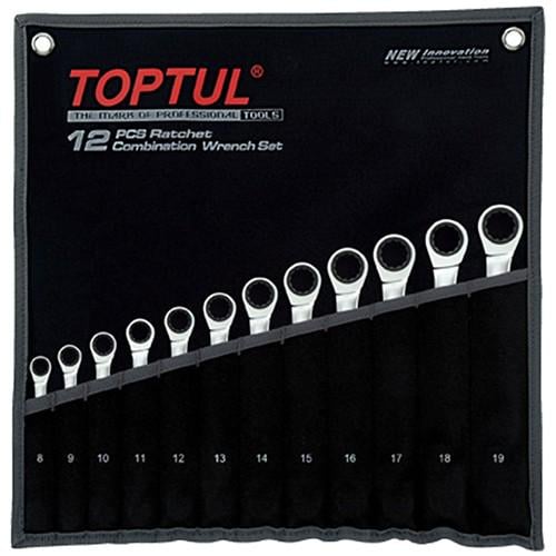 Набор комбинированных ключей Toptul GPAQ1202 метрические с трещоткой 8-19 мм в чехле 12 шт. (106-112-GPAQ1202)