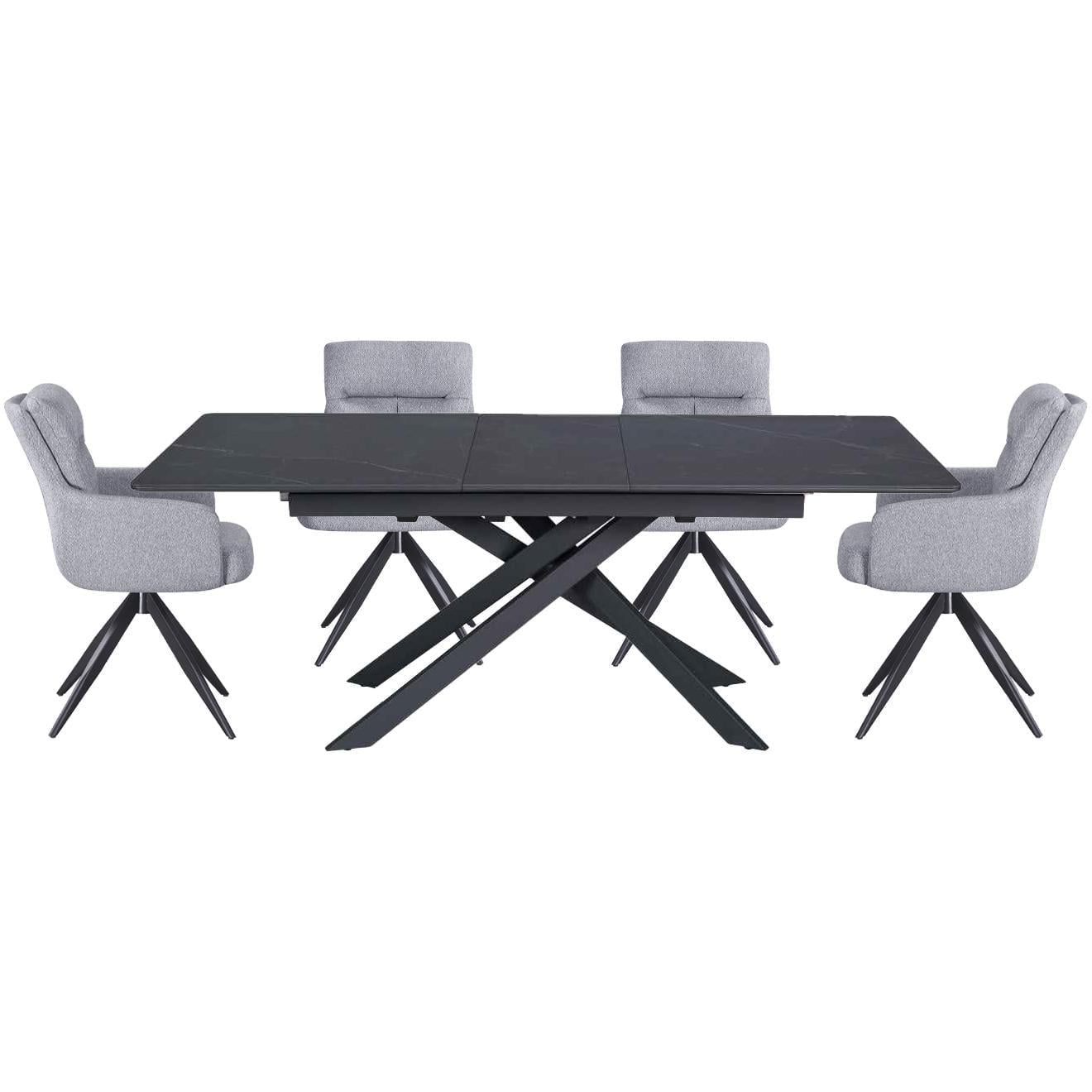 Стол и 4 стула NEXUS+FRANKIE 160 см Black marble ceramic (13592_13501)