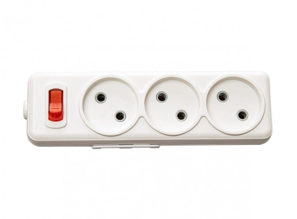 Колодка для удлинителя Luxel AURA 3 поста без заземления с выключателем Белый (7421) Колодка для удлинителя Luxel AURA 3 поста без заземления с выключателем Белый (7421)
