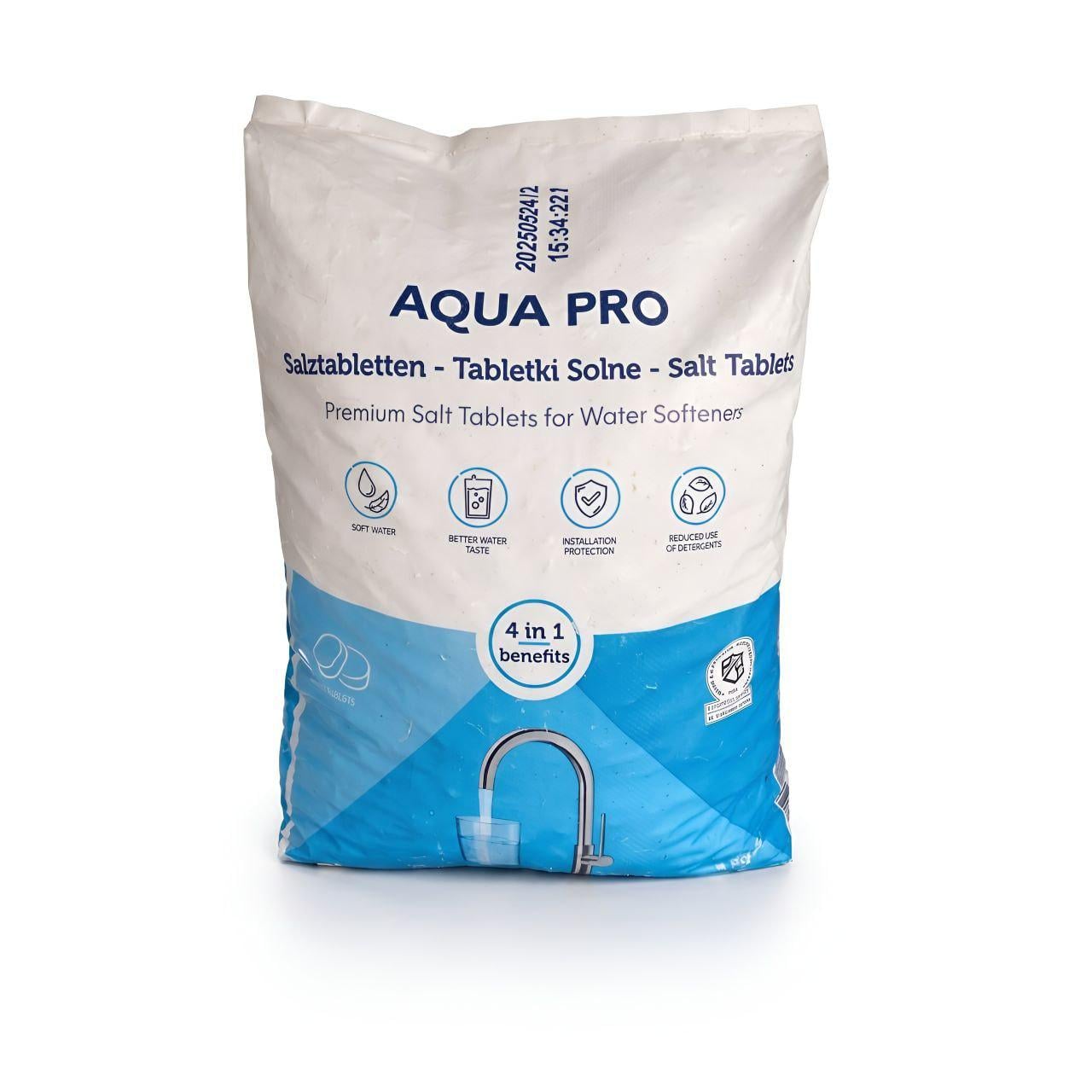 Сіль таблетована AQUA PRO A68077 для регенерації систем пом’якшення води 25 кг (34111940)