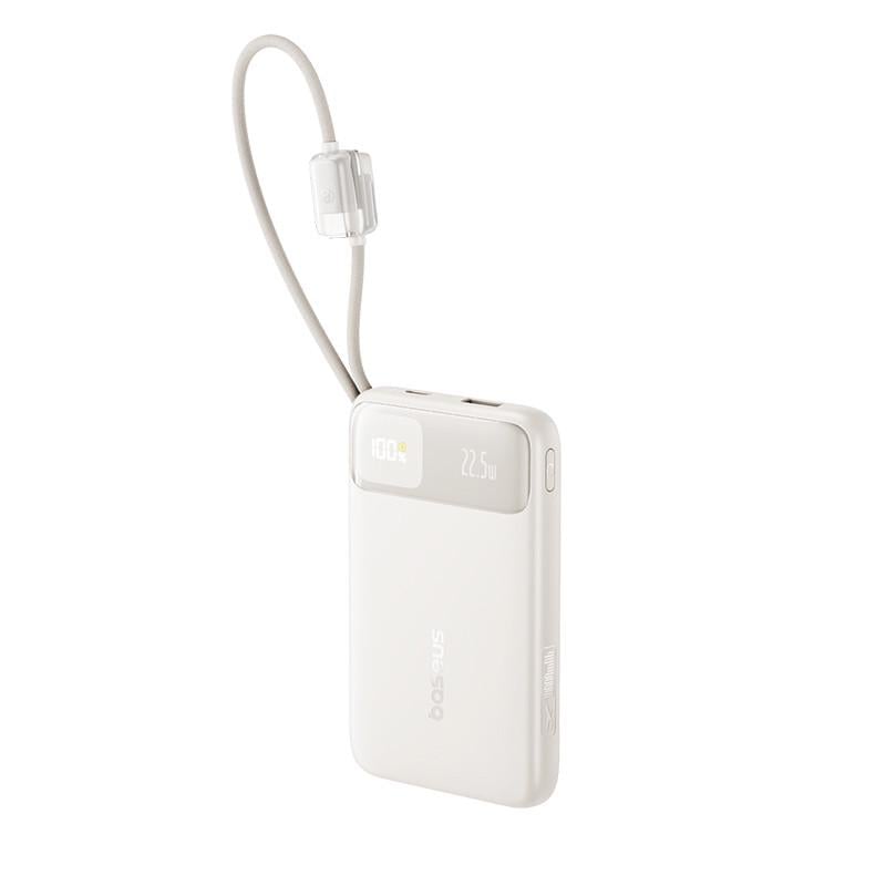 Повербанк BASEUS EnerFill FC11 10000 mAh 22,5W з кабелями Type-C/Lightning Powerbank швидка зарядка White