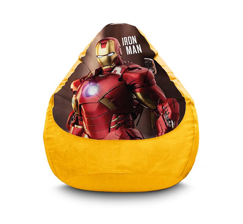 Крісло мішок iPuff Iron Man Warrior Флок XXXL 100х135 см Жовтий