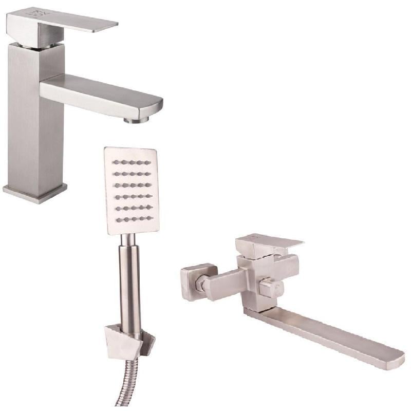 Набор смесителей для ванной комнаты Lidz Kubis Nickel (200401)