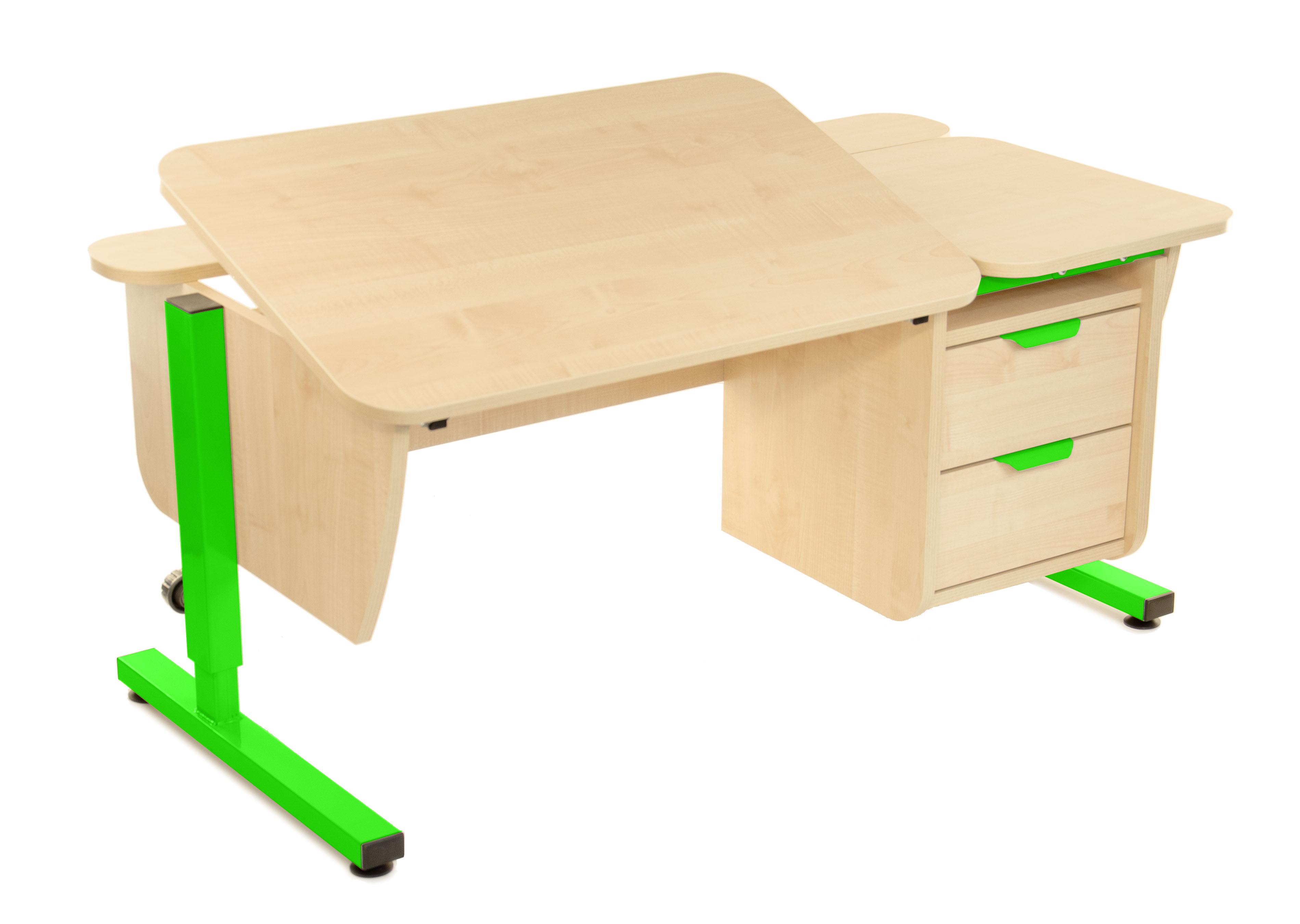 Парта детская трансформер Школьник с тумбой Клен/Зеленый