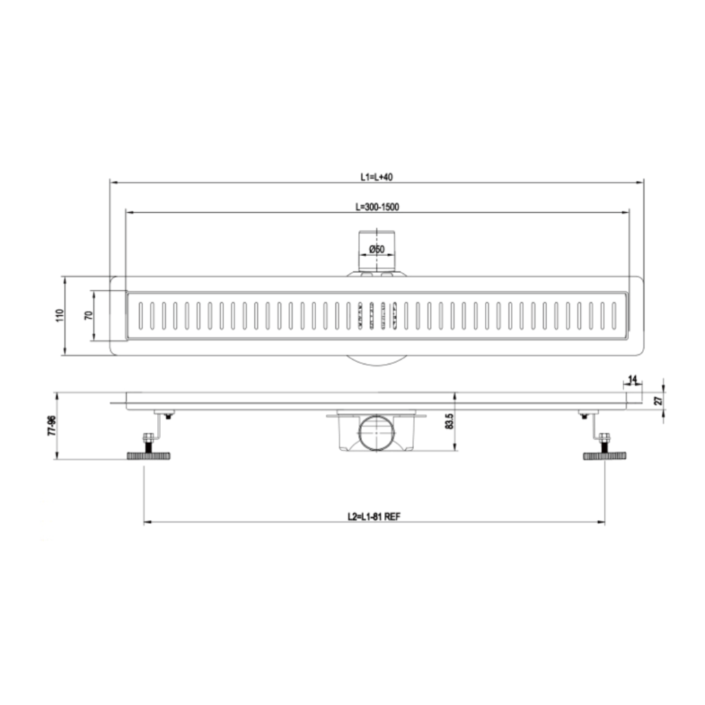 Трап для душа ASG 04P INOX SS304L Double Lock 600x70 мм (25331346) - фото 2