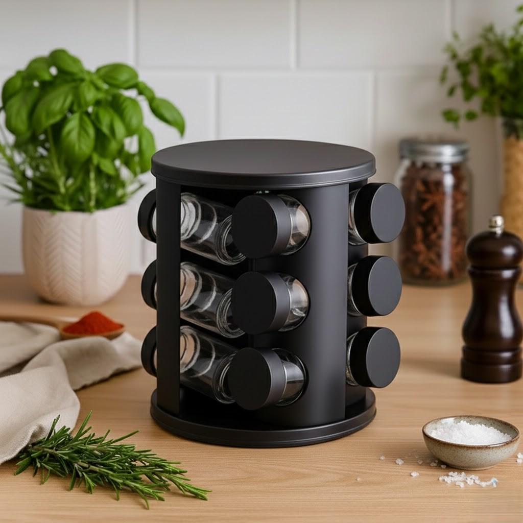 Набор для специй Maestro MR-1725-BLACK на 12 баночек 100 мл Черный матовый (32013640)