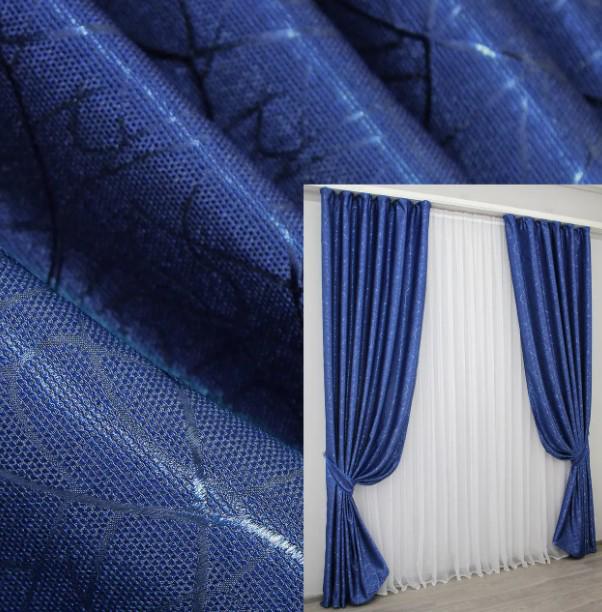 Комплект штор Саванна лен/блекаут/рогожка 1,5х2,7 м 2 шт. Синий (588ш) - фото 2 Комплект штор Саванна лен/блекаут/рогожка 1,5х2,7 м 2 шт. Синий (588ш) - фото 2