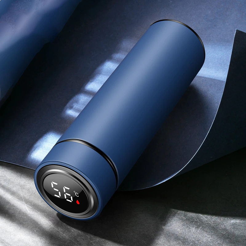 Термос умный из Led экраном нержавеющая сталь 500 мл Синий матовый - фото 5