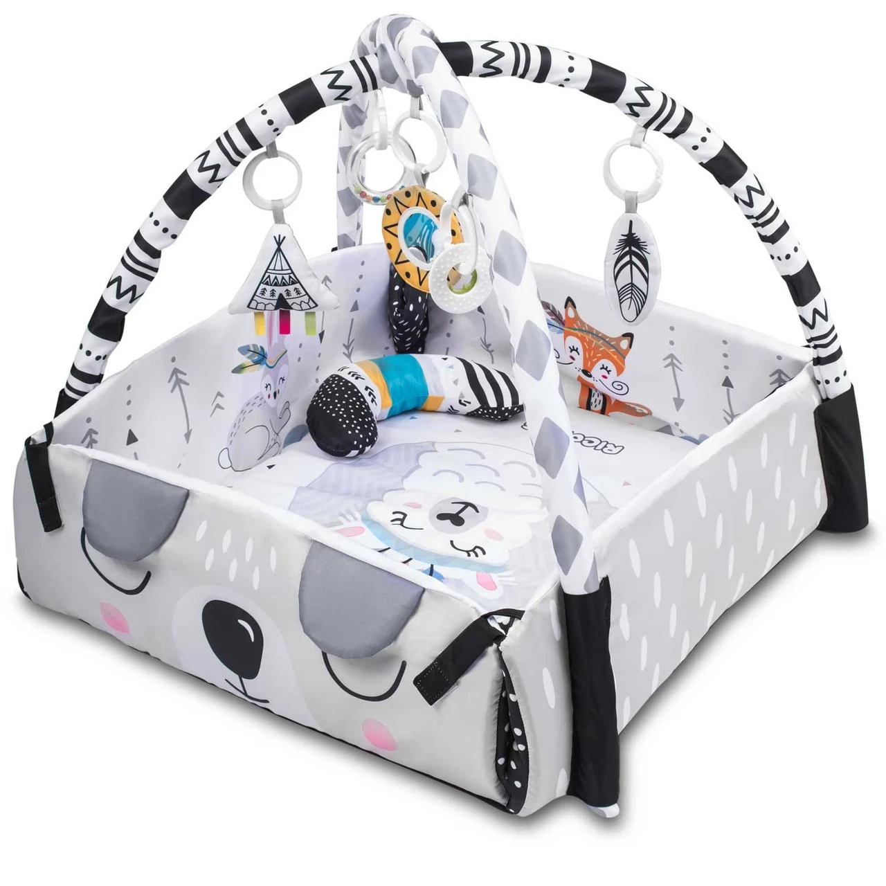 Коврик интерактивный развивающий Ricokids Boho с дугами и игрушками 3в1 100x110 см (35497106)