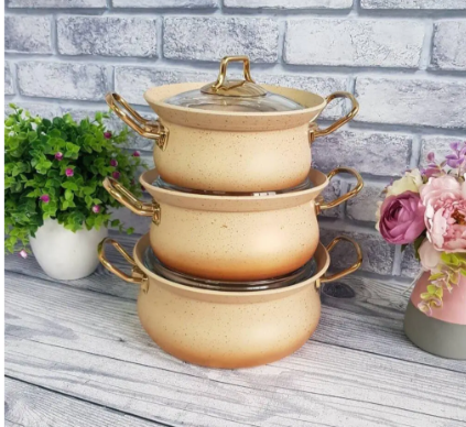 Набір каструль OMS антипригарним покриттям 6 предметів 3 шт. - фото 4