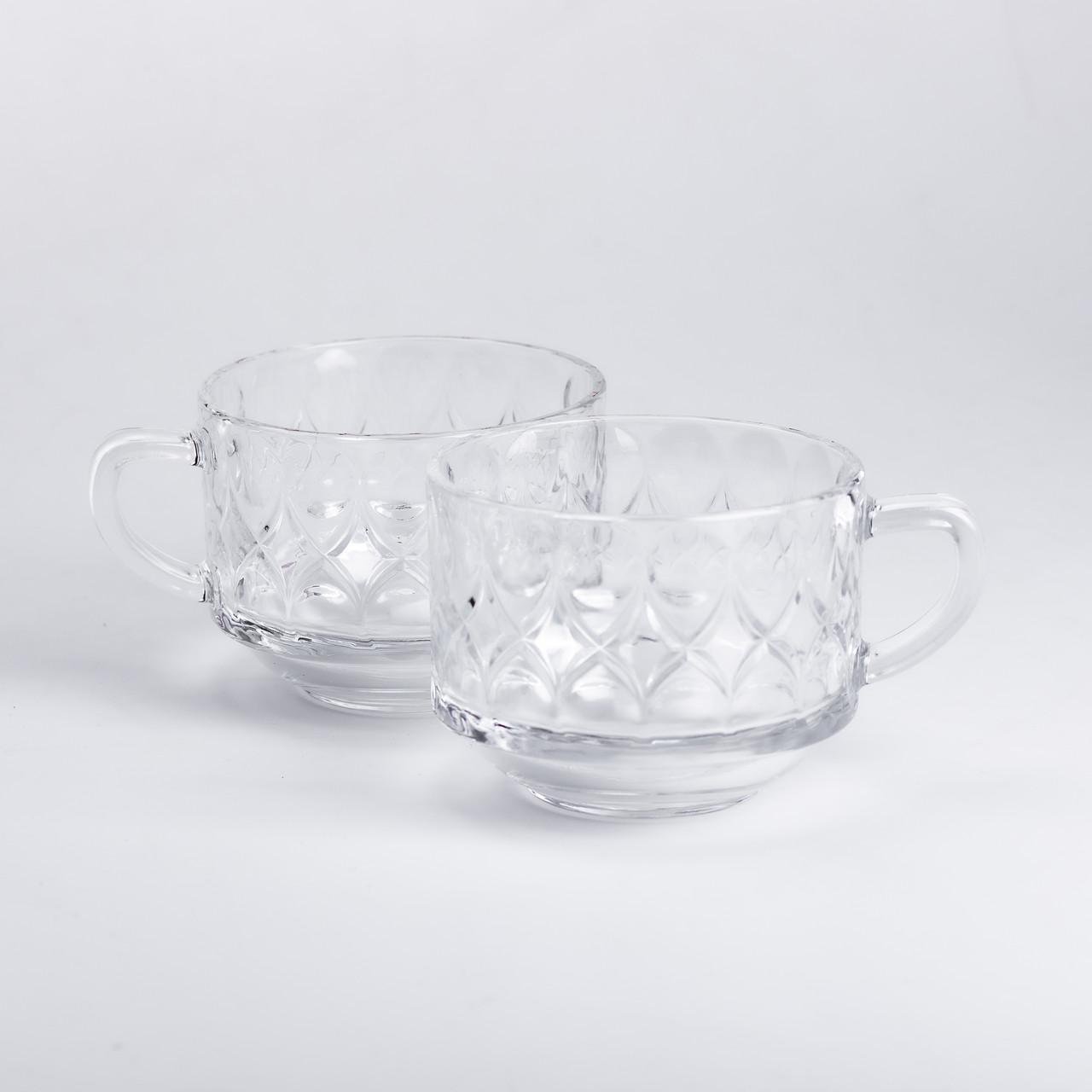 Набір скляних чашок для чаю та кави 2 шт. 450 мл Прозорий