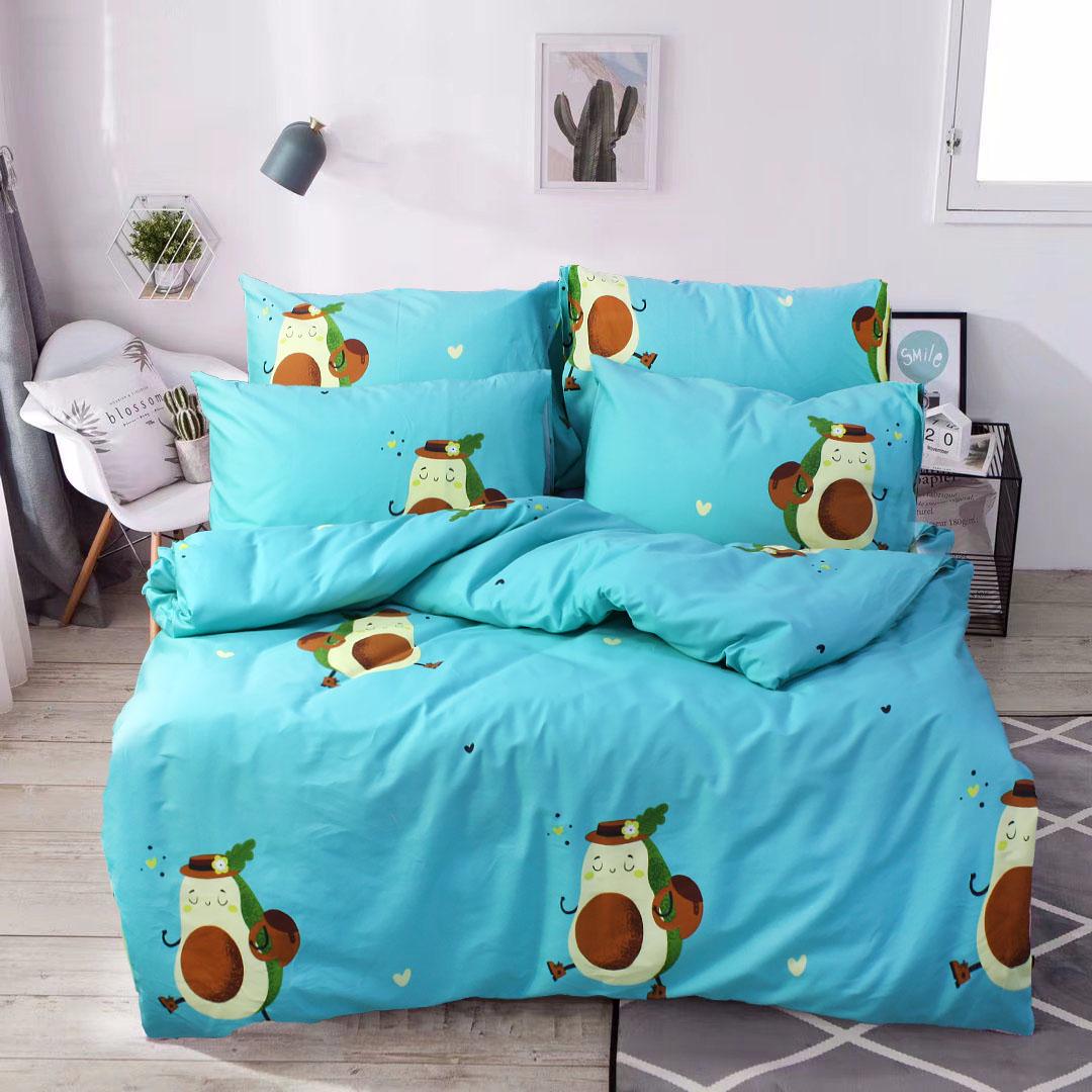 Комплект постельного белья семейный Еней-плюс С0197 Голубой/Зеленый (152574)