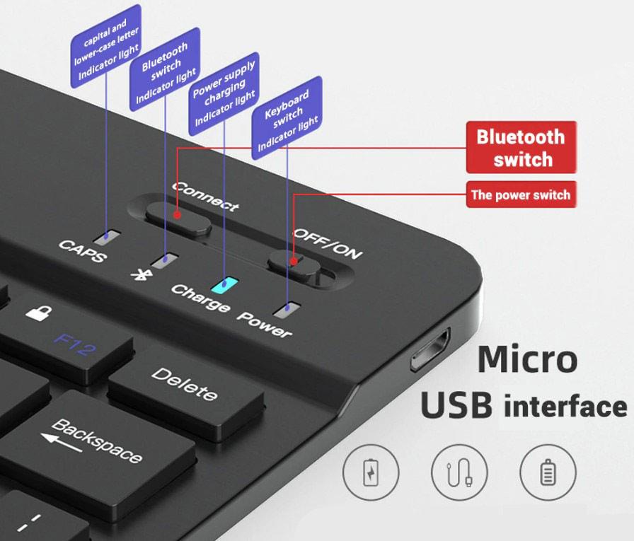 Комплект беспроводной Primo NB01 Bluetooth клавиатура/мышка Black (1958328028) - фото 5