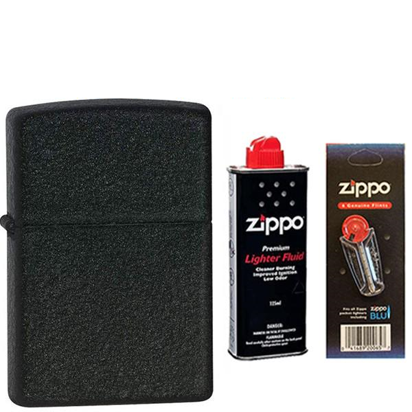 Зажигалка ZIPPO 236 Classic Black crackle бензин/кремни