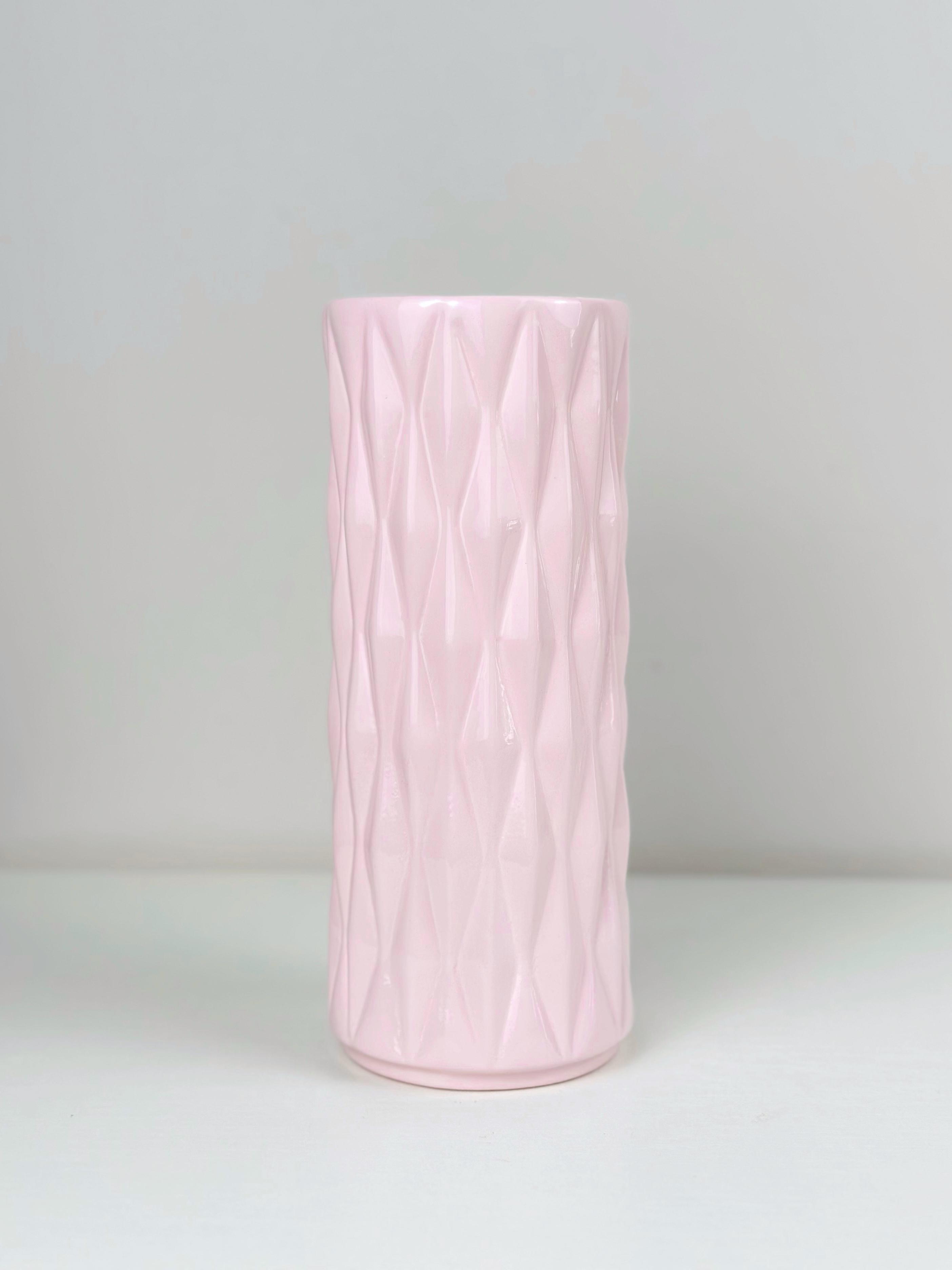 Ваза для квітів і декору глиняна керамічна Кристал 20 см Рожевий (4001-12) - фото 5