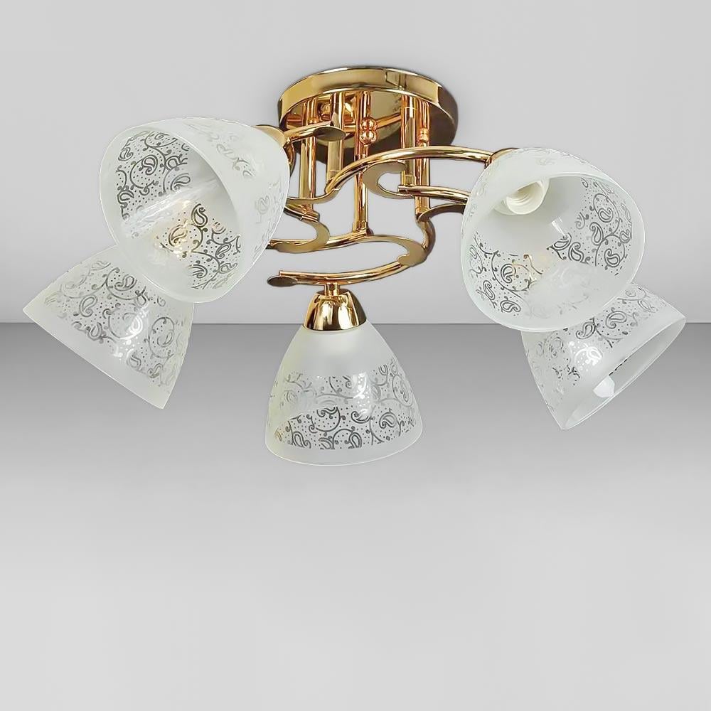 Люстра потолочная Light House SH-18161/5A FG E27х5 560х560х240 мм Золотой/Белый