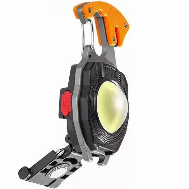 Фонарик брелок аккумуляторный KeyChain Light с магнитом/прикуривателем/ножом 500 mAh Оранжевый