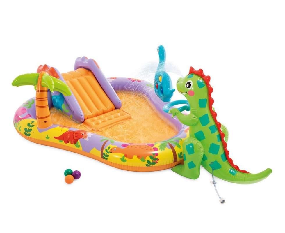 Бассейн надувной детский Intex Динопарк с горкой и фонтаном 201х157х69 см Бассейн надувной детский Intex Динопарк с горкой и фонтаном 201х157х69 см