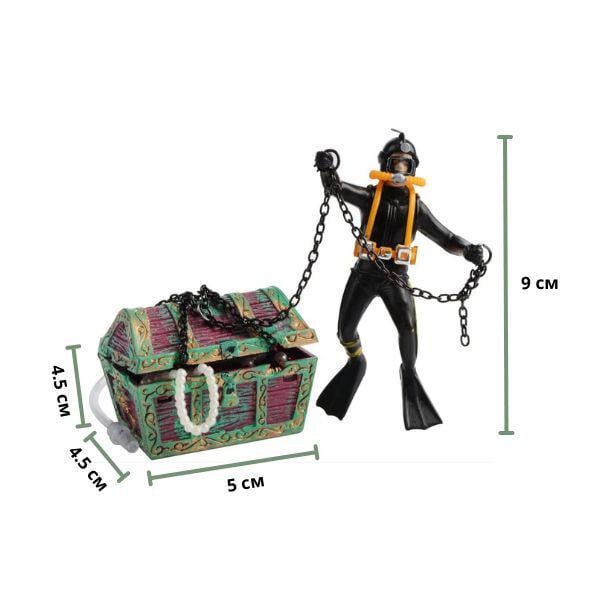 Акваріумний декор з аерацією водолаз і скриня зі скарбами M00587 - фото 9 Акваріумний декор з аерацією водолаз і скриня зі скарбами M00587 - фото 9