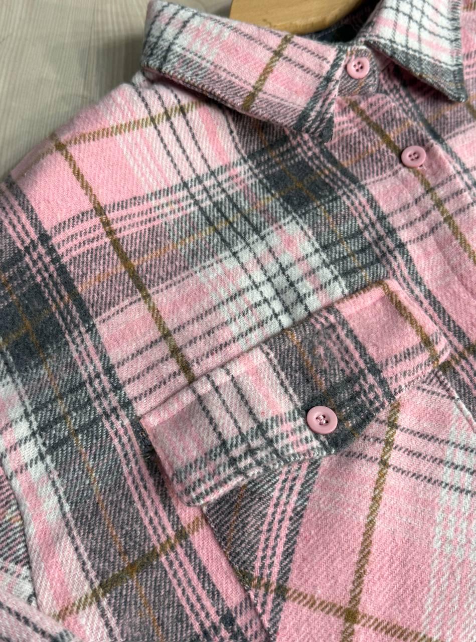 Сорочка жіноча YZY 223 картата оверсайз тепла байка OS Рожевий (5401) - фото 2 Сорочка жіноча YZY 223 картата оверсайз тепла байка OS Рожевий (5401) - фото 2