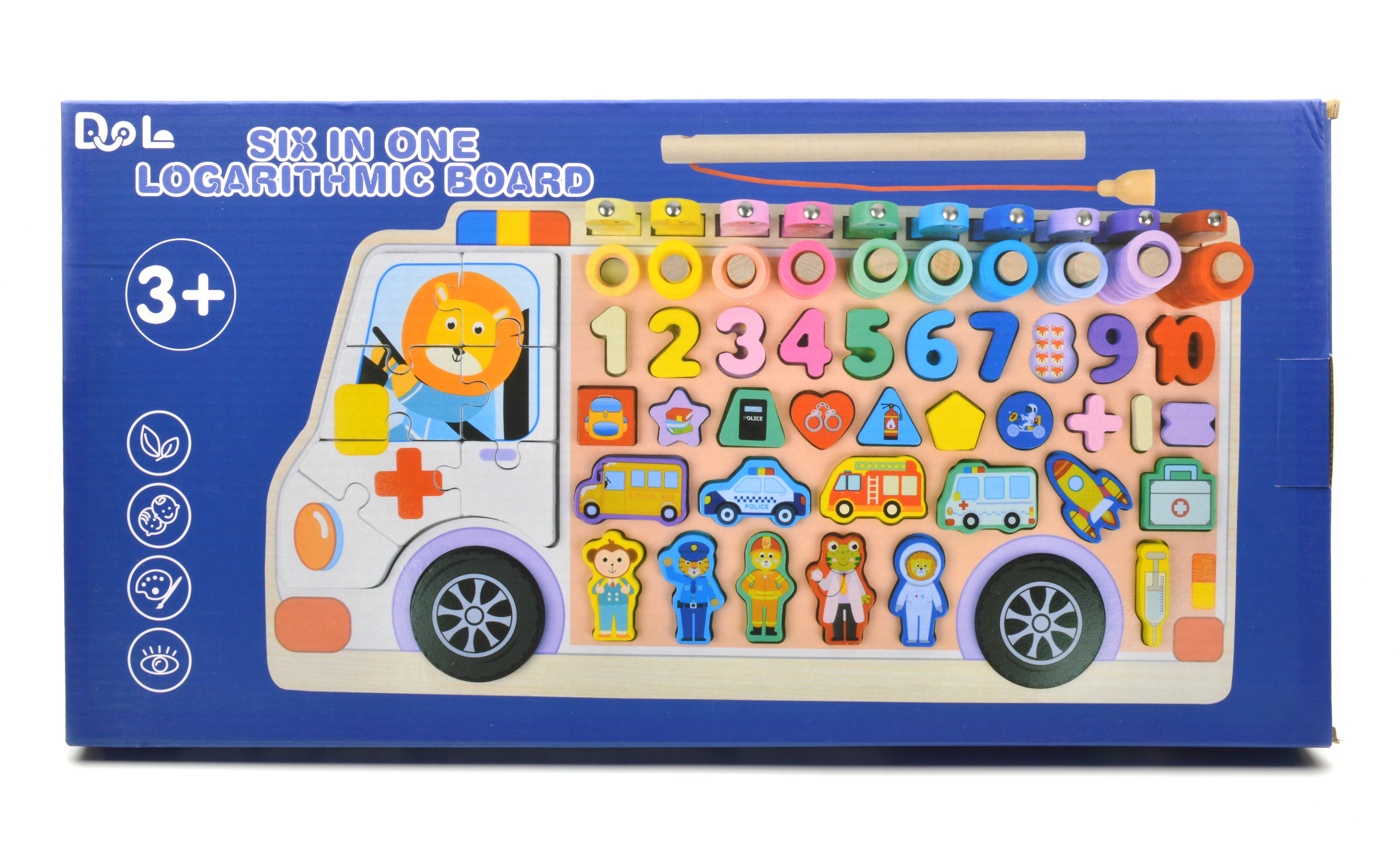 Дошка логічна дерев'яна сортер/риболовля/цифри/форми/кольори/пазли (53625) - фото 5